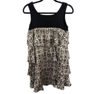 Vintage Y2K 2000s BeBe Silk Tiered Ruffle Sleeveless Mini Dress SZ M Whimsigoth